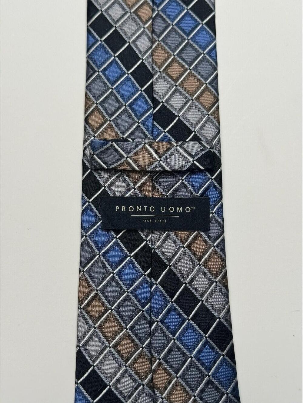 Pronto Uomo Men's 100% Silk Tie - Picture 3 of 3
